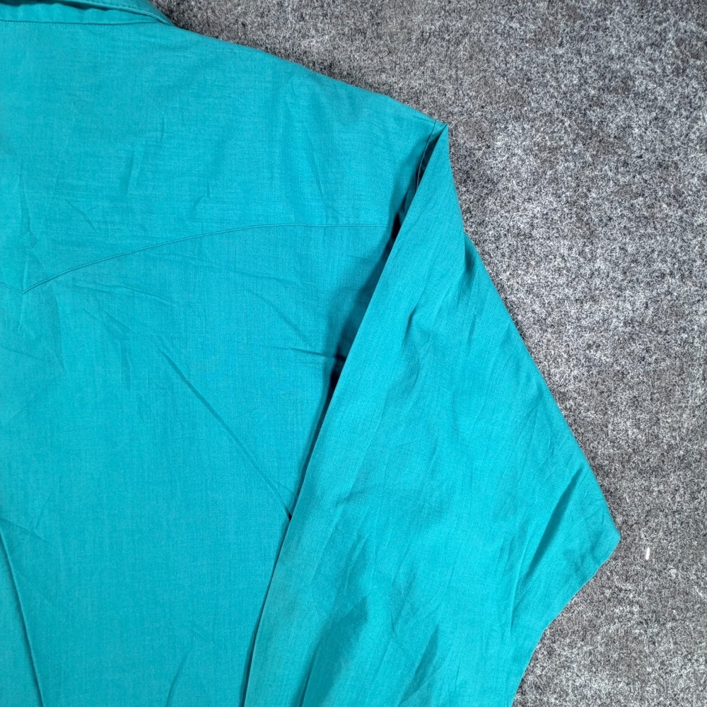 Vintage 90s Rustler Western Shirts Mens XL Tall Teal Pop Preppy Pearl Snap Roper - Picture 12 of 16